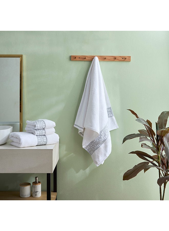 Home Box White Cotton Hand Towel with Silver Design for Home - Image 4